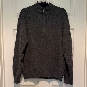 Izod 100% Cotton Cable-Knit Quarter-Zip Sweater